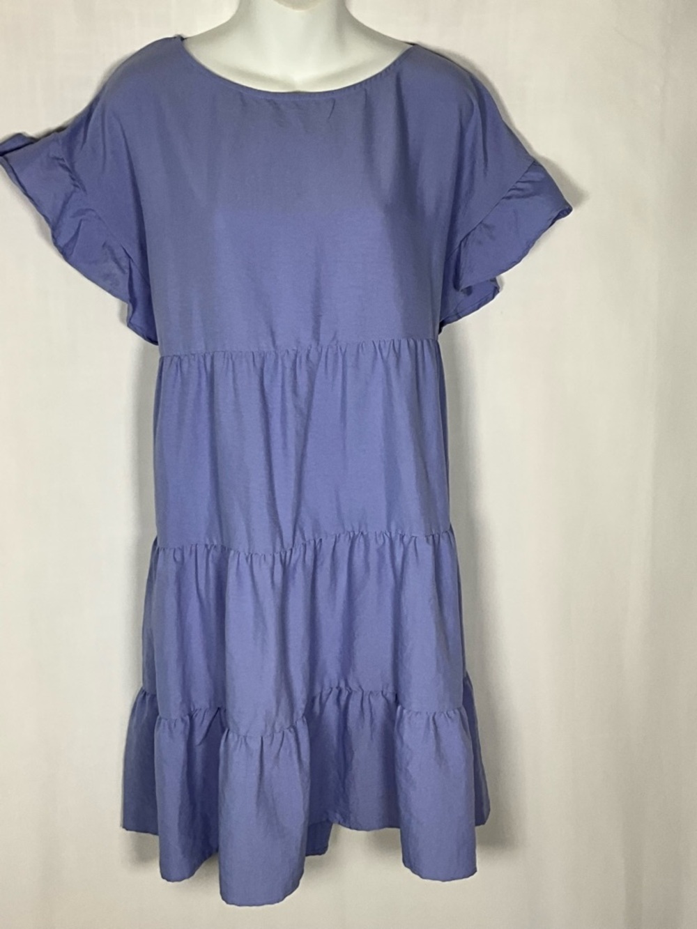 Nine West Dress Size XL Lavender Tiered Flutter Sleeve Dress